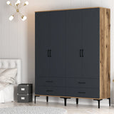 Kleiderschrank Kumsal TT Walnuss Anthrazit Melamin 160x47.5x201.4 cm