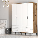 Kleiderschrank Kumsal TT Walnuss weißes Melamin 160x47.5x201.4 cm