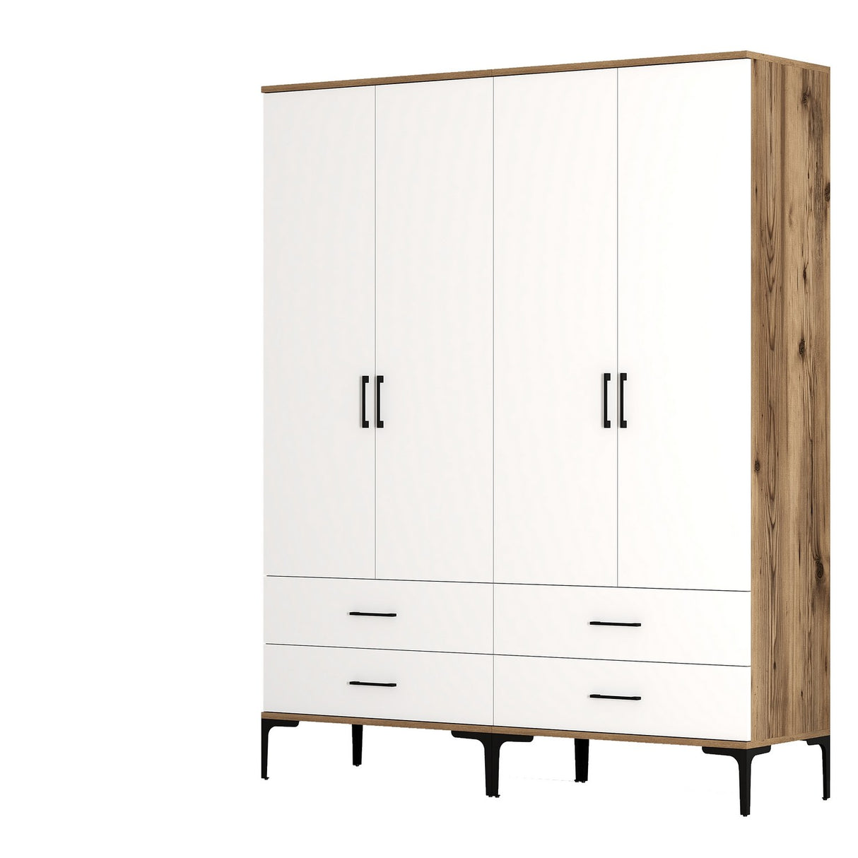 Kleiderschrank Kumsal TT Walnuss weißes Melamin 160x47.5x201.4 cm