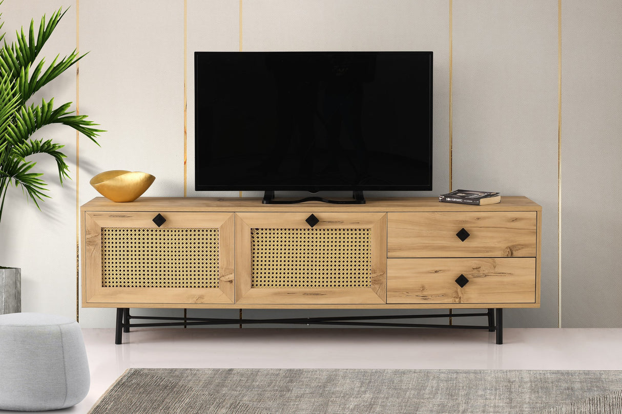 TV -Möbel Hapsiyyas Oak Black Melamin 180x60x40 cm