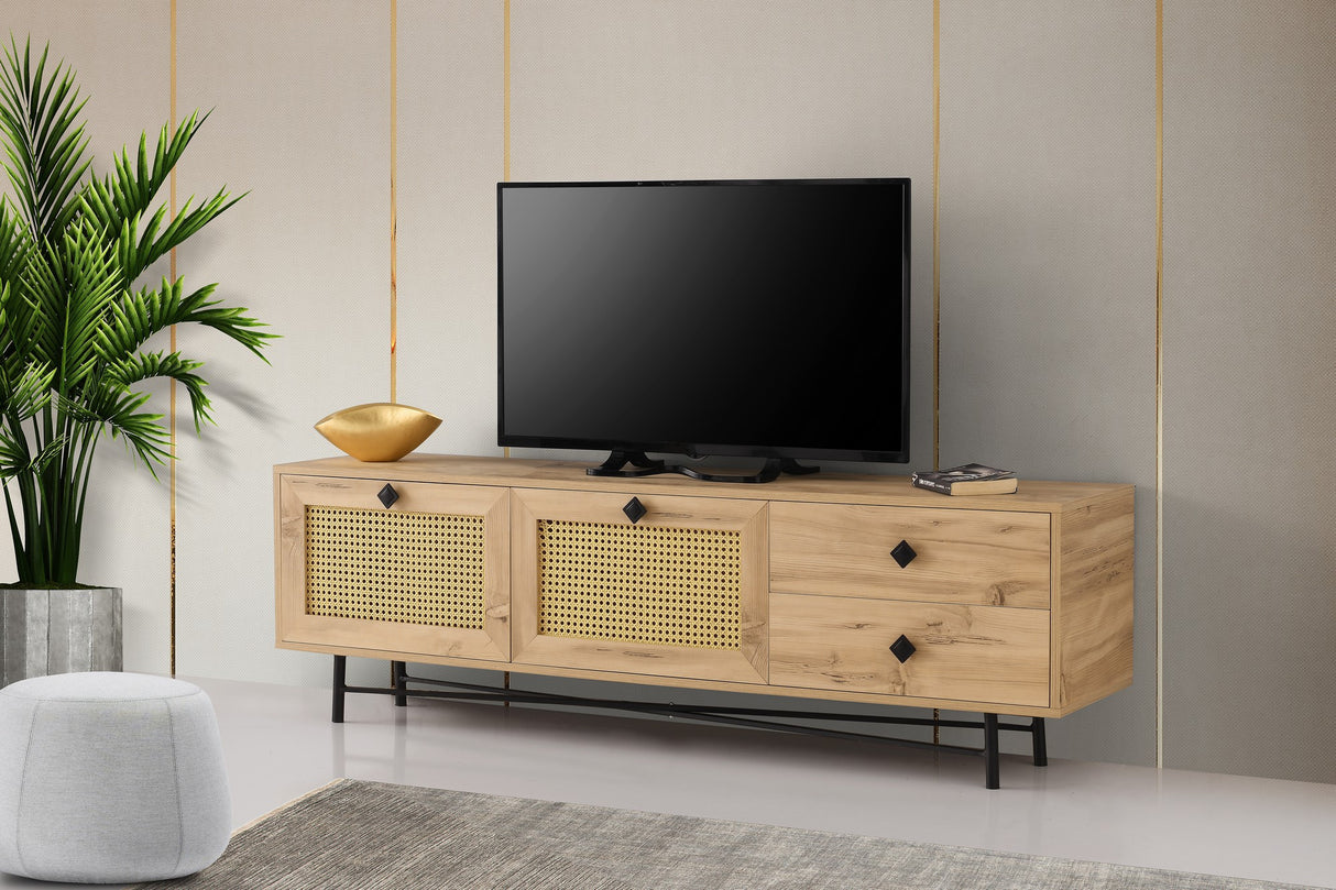 TV -Möbel Hapsiyyas Oak Black Melamin 180x60x40 cm