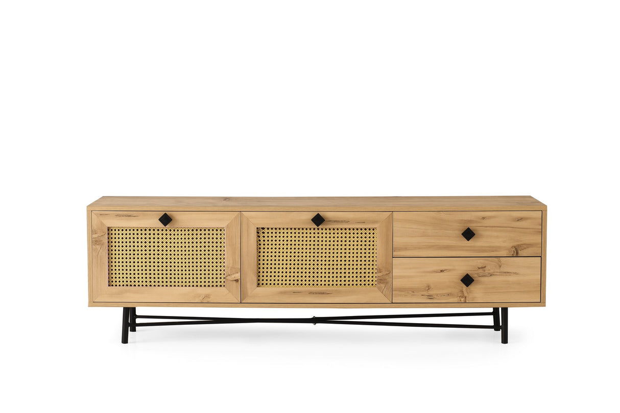 TV -Möbel Hapsiyyas Oak Black Melamin 180x60x40 cm