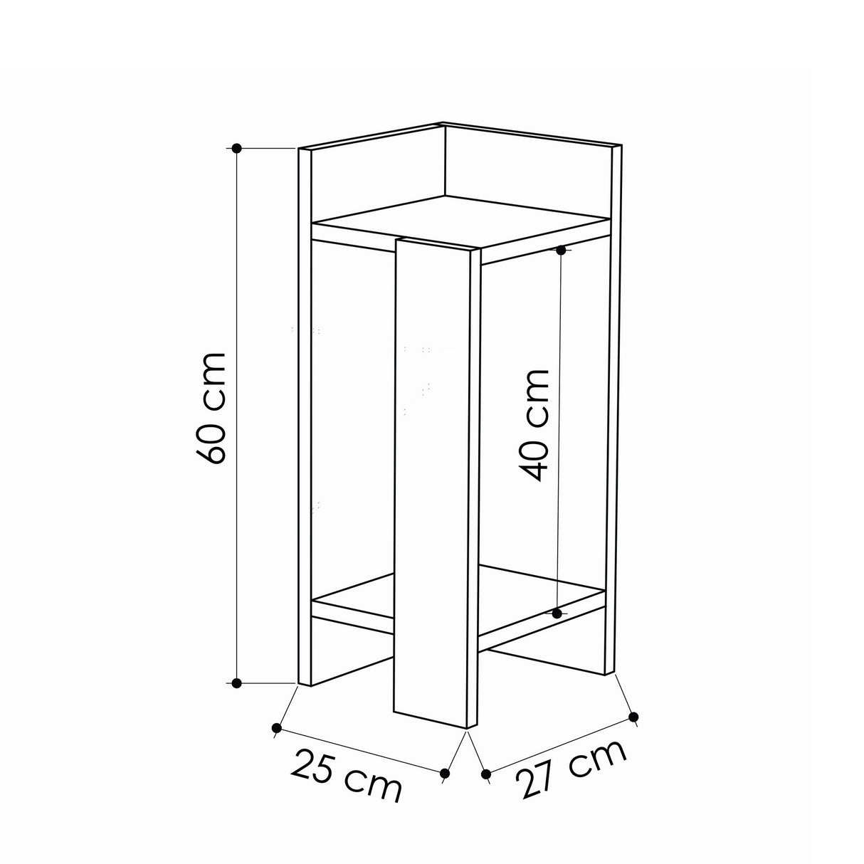 Nachttisch Set von 2 ELOS -Weiß Melamin 25x60x27 cm