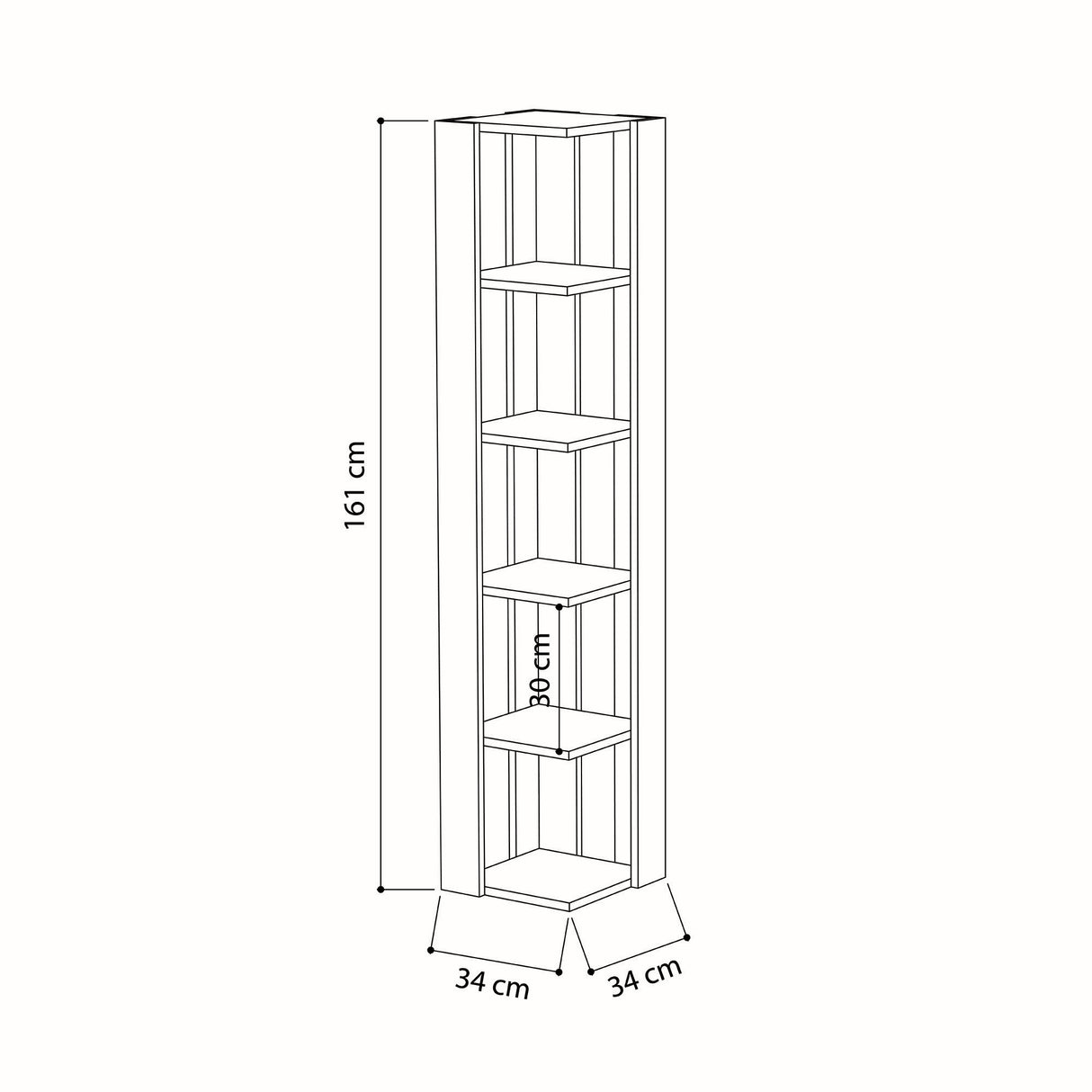 Bücherregal Nati White Melamin 34x161x34 cm