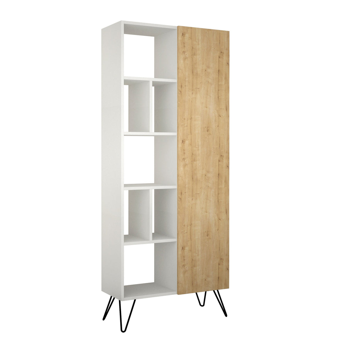 Bücherregal Jedda White Oak Melamin 79x190x32 cm