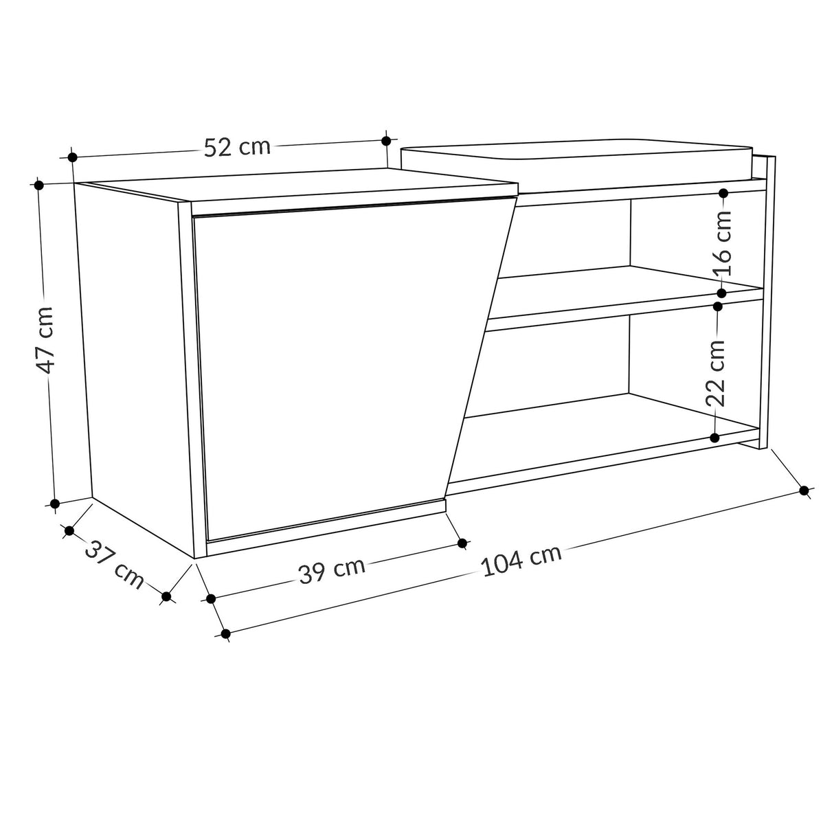 Schuhschrank Fiona Eik Melamine 104x37x47 cm