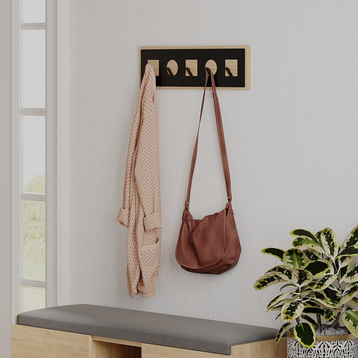 Garderobe 5-Haken Ican Eichenholz Melamin 