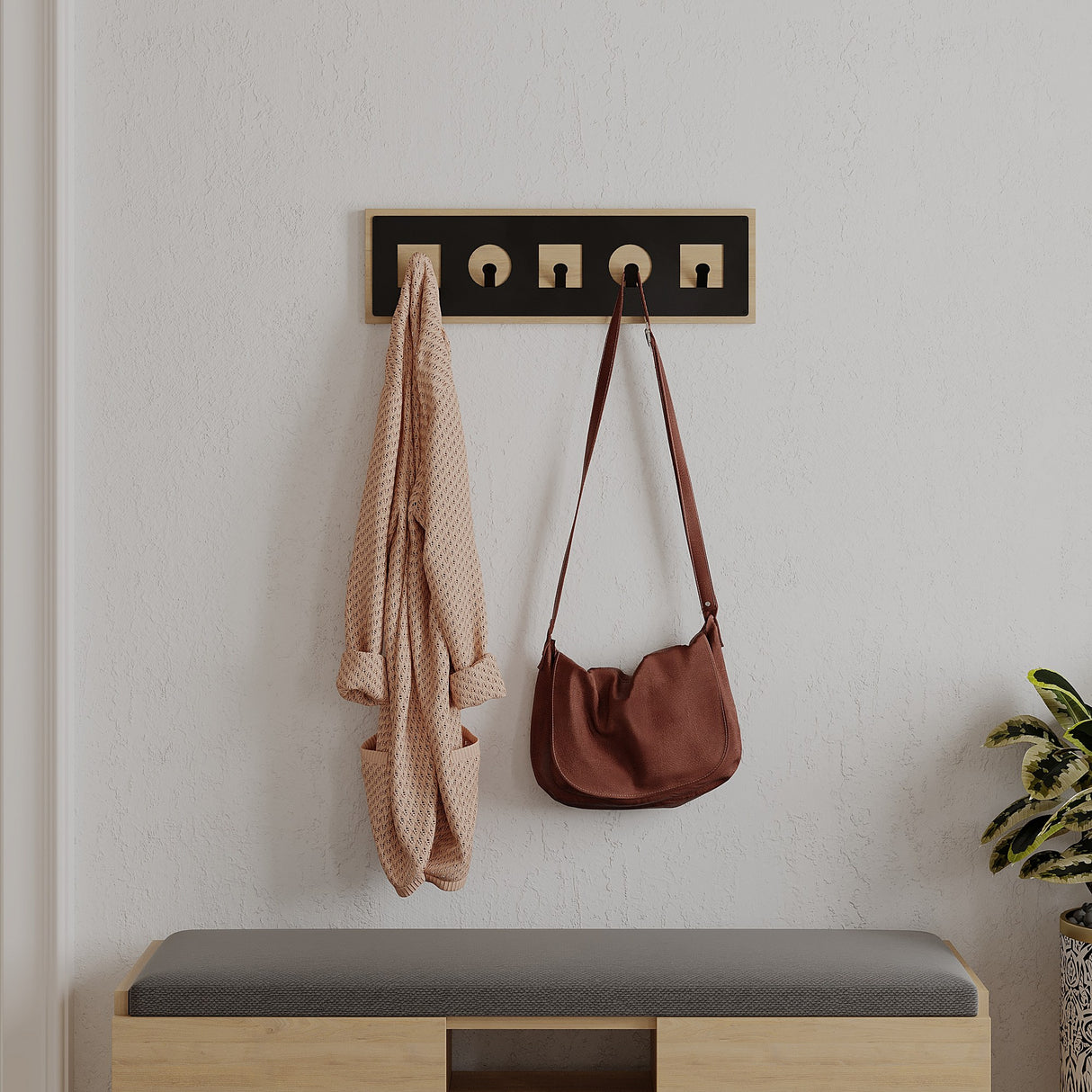 Garderobe 5-Haken Ican Eichenholz Melamin 