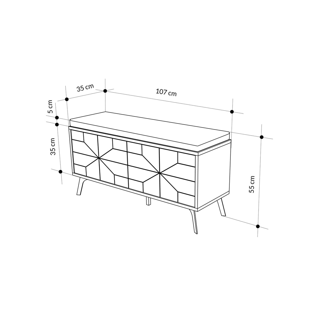 Schuhschrank Dünenbank natürliches Melamin 107x55x35 cm