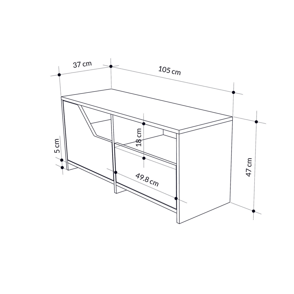 Schuhschrank Nexus grau weißes Melamin 105x47x37 cm