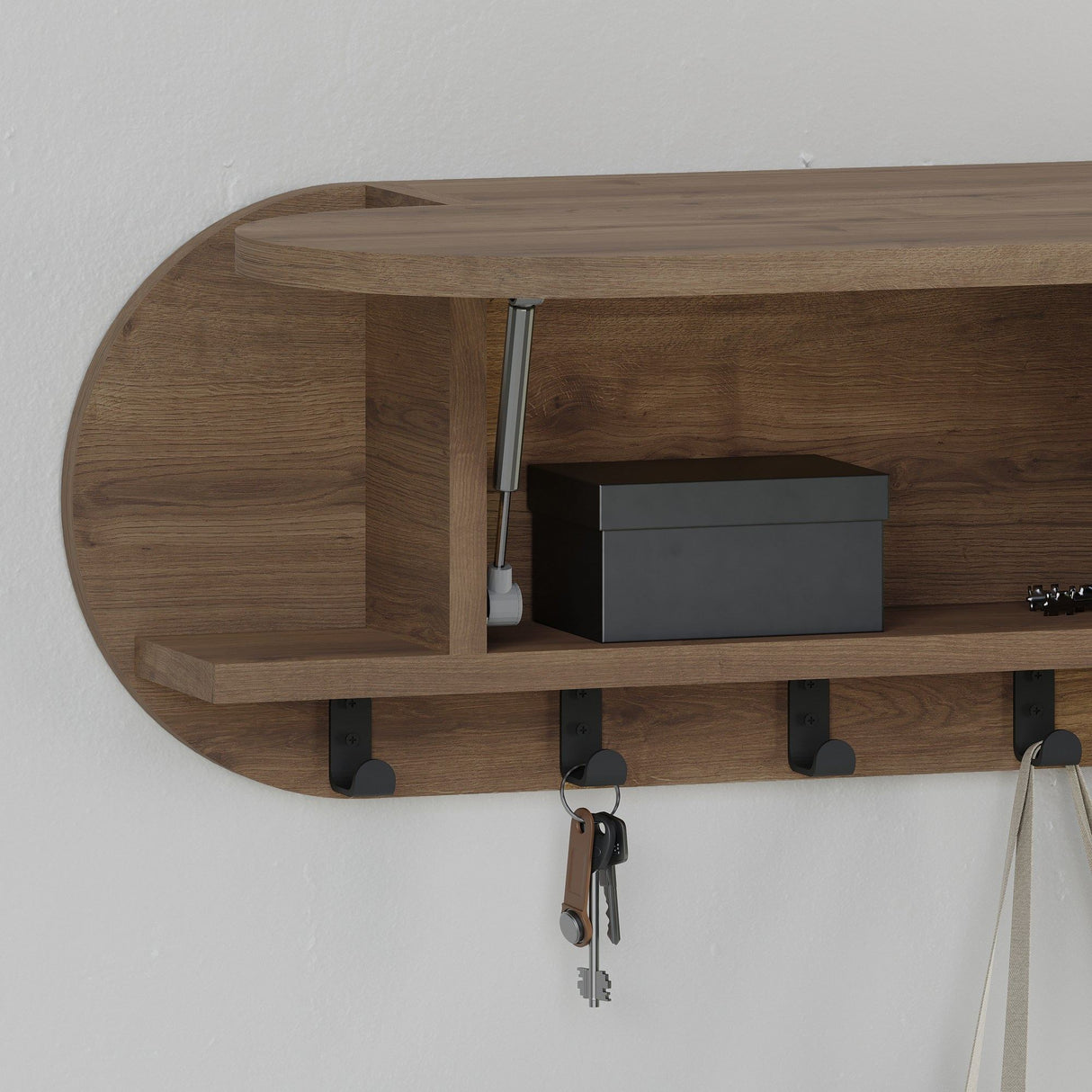 Wandgarderobe Oval 6-Haken - Hitit - 84x29 cm - Mit Fach 