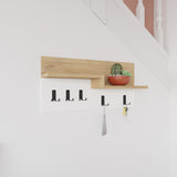 Garderobe 5-Haken Weiß, Eichenholz Melamin - 65 cm 