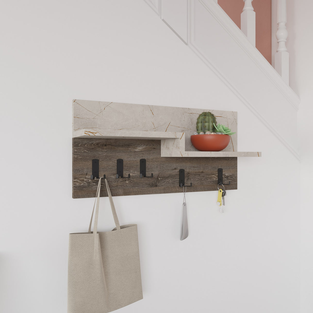Garderobe 5-Haken Marmorlook Lagona 
