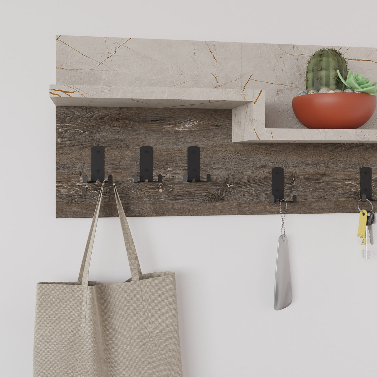 Garderobe 5-Haken Marmorlook Lagona 