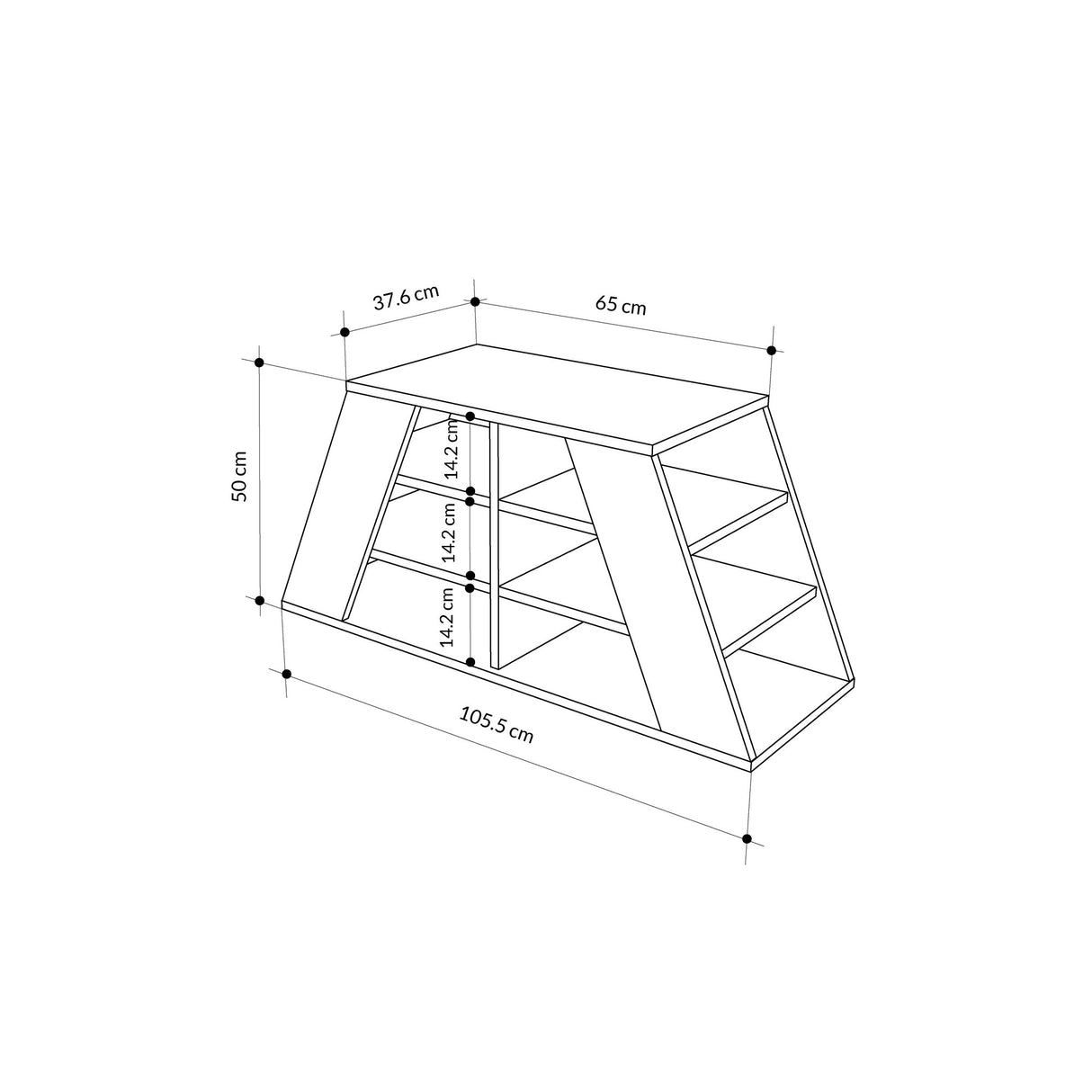 Schuhschrank Pyramide Naturel Melamin 105,5x50x37,5 cm