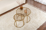 Moderne runde Couchtisch-Set von 2 Uru Gold - Bronze Glas - 60/42 cm 