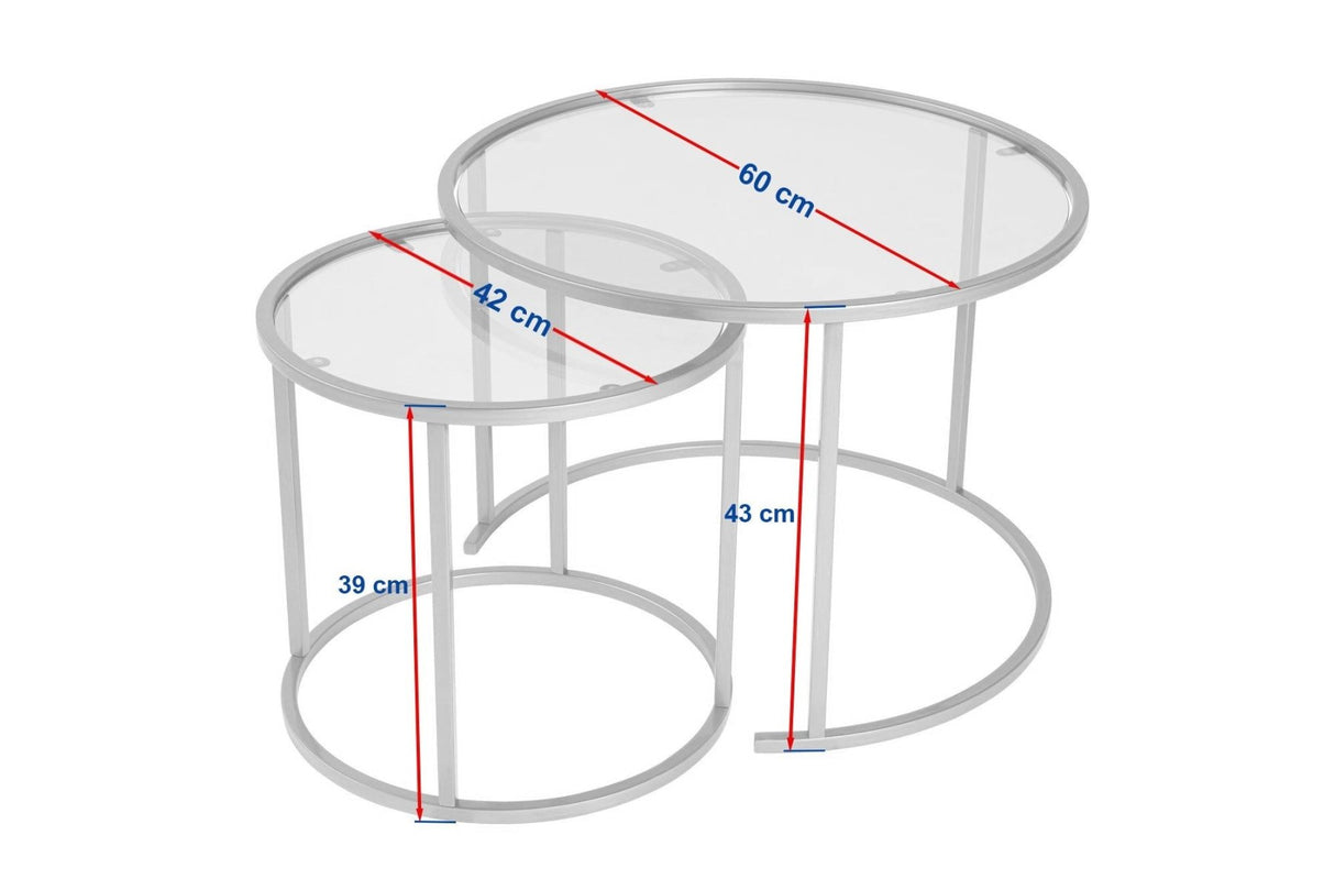 Moderne runde Couchtisch-Set von 2 Uru Gold - Bronze Glas - 60/42 cm 