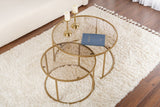Moderne Runde Couchtisch Set von 2 Uru Gold - Bronze Glas - 80/60 cm 