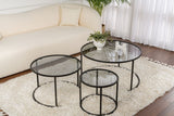 Moderne Couchtisch Set von 3 Uru Schwarz - Graues Glas - 80/60/42 cm 