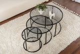 Moderne Couchtisch Set von 3 Uru Schwarz - Graues Glas - 80/60/42 cm 