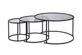 Moderne Couchtisch Set von 3 Uru Schwarz - Graues Glas - 80/60/42 cm 