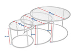 Moderne Couchtisch Set von 3 Uru Schwarz - Graues Glas - 80/60/42 cm 