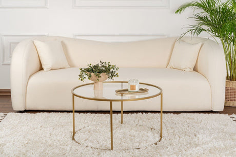 Moderner Runder Couchtisch Uru Gold - Glas - 80 cm 