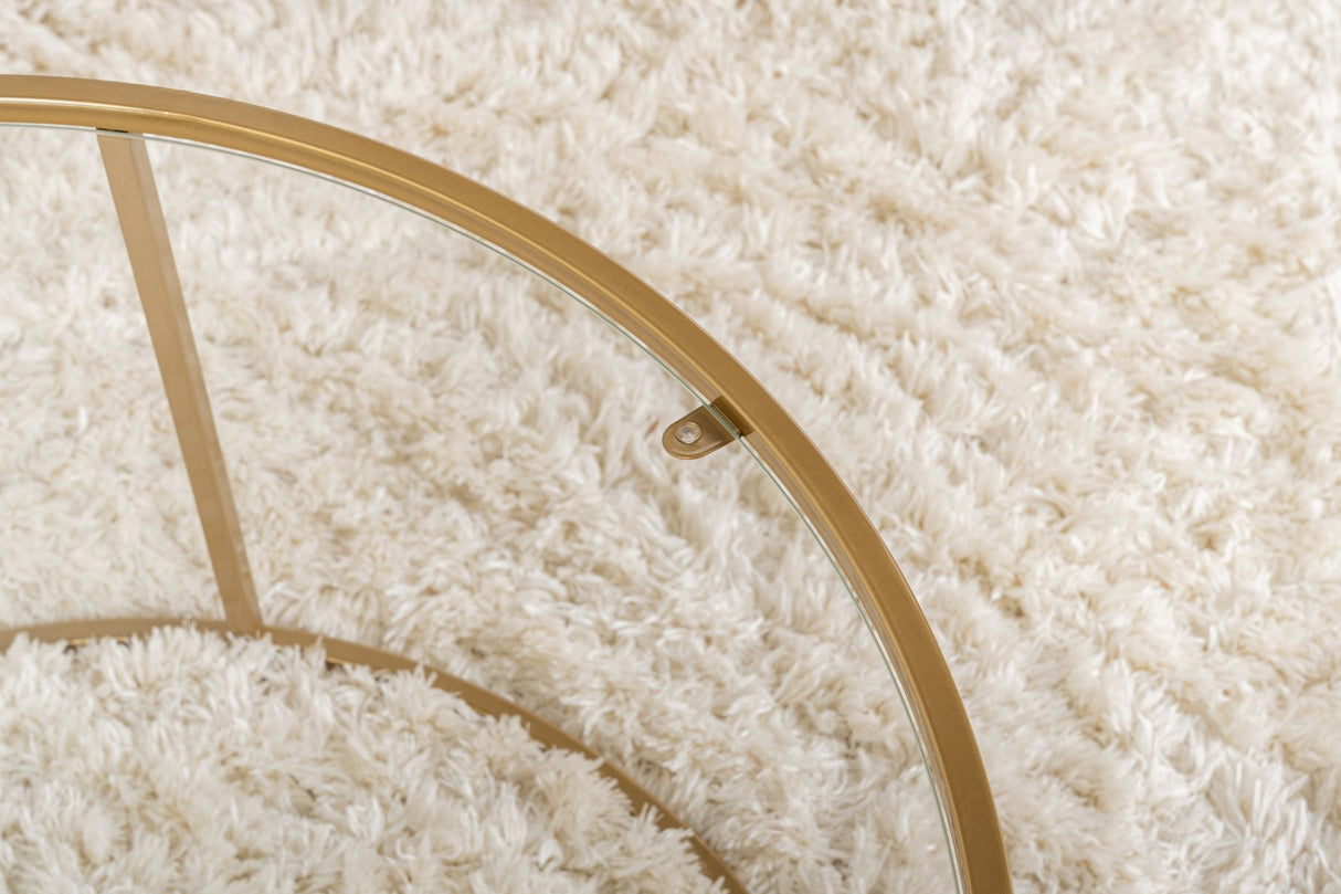 Moderner Runder Couchtisch Uru Gold - Glas - 80 cm 