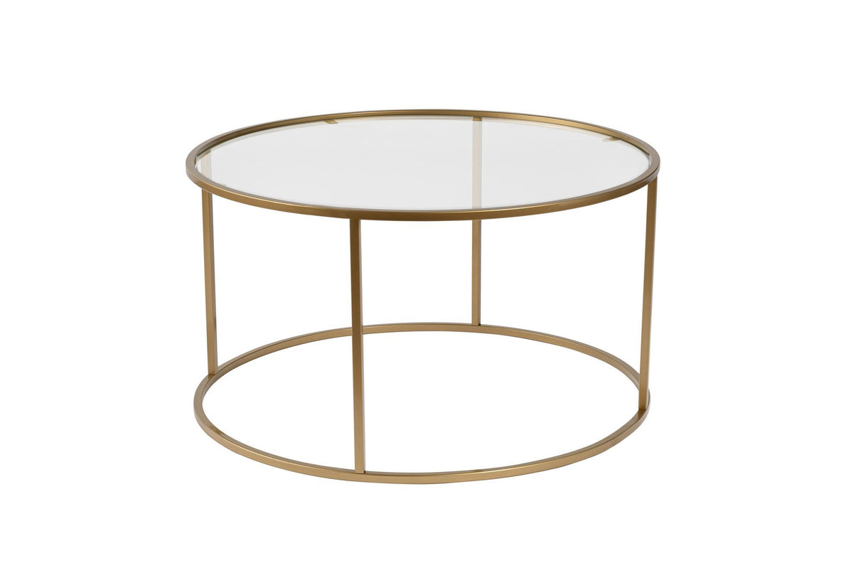 Moderner Runder Couchtisch Uru Gold - Glas - 80 cm 