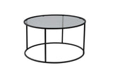 Moderner Runder Couchtisch Uru Schwarz - Graues Glas - 80 cm 