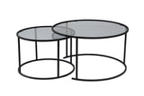 Moderne runde Couchtisch-Set aus 2 Uru Schwarz - Graues Glas - 80/60 cm 
