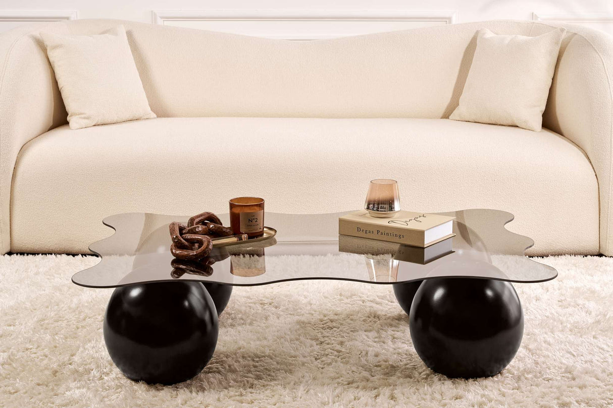 Salontafel Noxa zwart en grijs 120x80 cm Black Grey Tempered glass