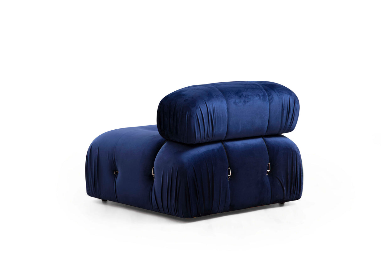 Modulare Bank 3-Sitzer mit Hocker Bubble Velvet Blue