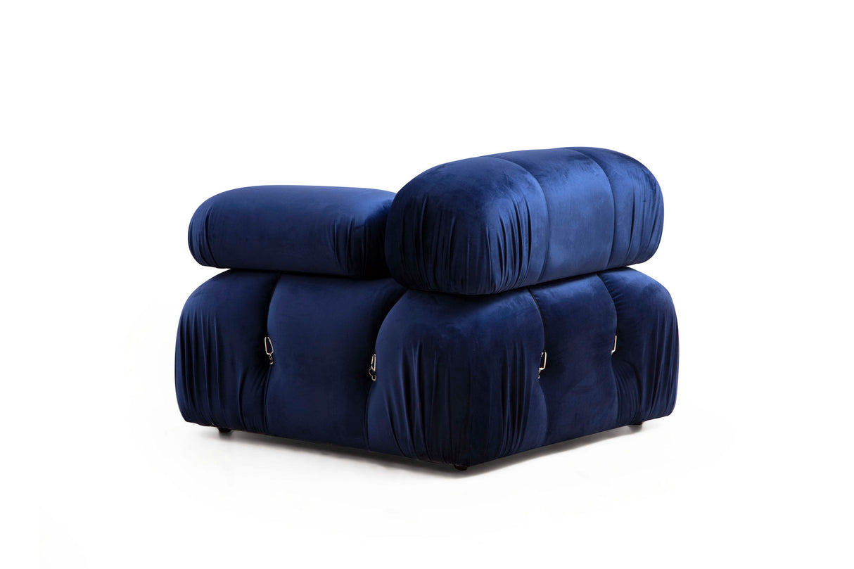 Modulare Bank 3-Sitzer mit Hocker Bubble Velvet Blue