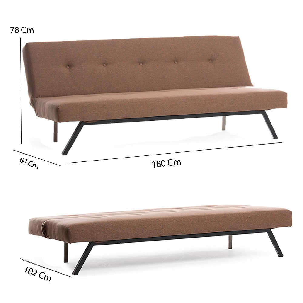 3-Sitzer Schlafsofa Zoly Braun Stoff - 180 cm - Ohne Armlehnen - Gepolstert 