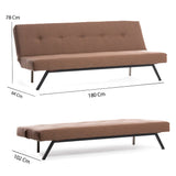 3-Sitzer Schlafsofa Zoly Braun Stoff - 180 cm - Ohne Armlehnen - Gepolstert 