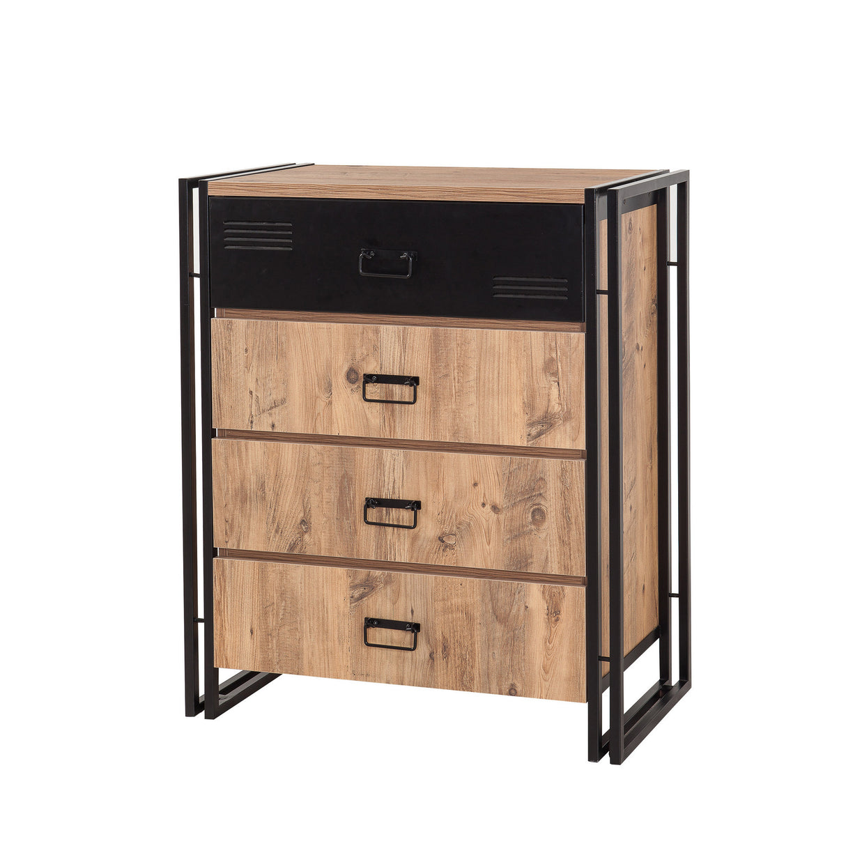 Brustkiste Cosmo Atlantic Pine Wood Black Melamin