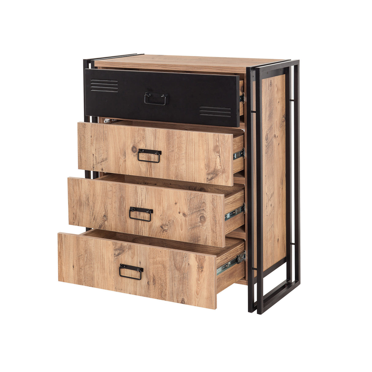 Brustkiste Cosmo Atlantic Pine Wood Black Melamin