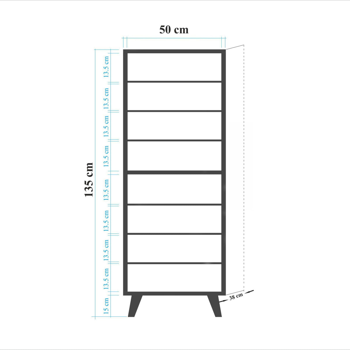 Schuhschrank Filinta Sonoma Oak Latjes Melamin 50x135x38 cm