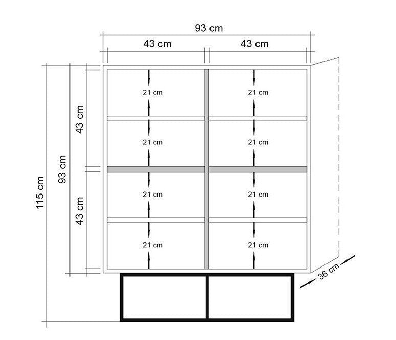 Wandschrank Quantum Solo Atlantic Pine Black Melamin 93x115x36 cm