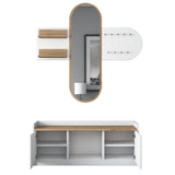 Möbelset Garderobe - Spiegel - Schuhschrank - Weiß-Walnuss Melamin 