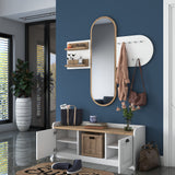 Möbelset Garderobe - Spiegel - Schuhschrank - Weiß-Walnuss Melamin 