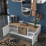 Möbelset Garderobe - Spiegel - Schuhschrank - Weiß-Walnuss Melamin 