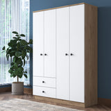 Kleiderschrank Aspen Walnut White Melamin 120x170x42.5 cm