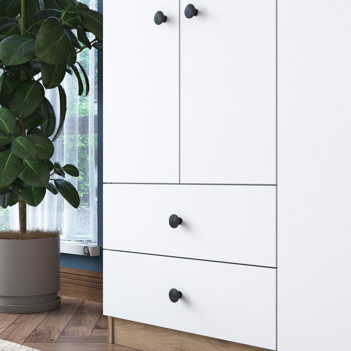 Kleiderschrank Aspen Walnut White Melamin 120x170x42.5 cm