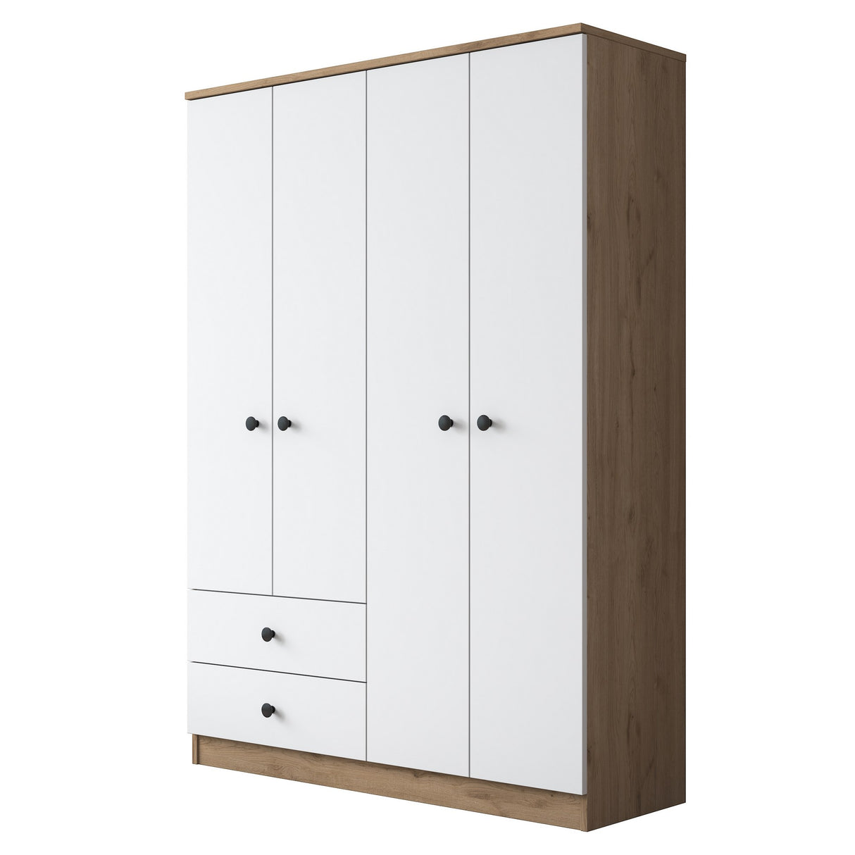 Kleiderschrank Aspen Walnut White Melamin 120x170x42.5 cm