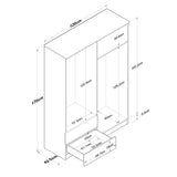 Kleiderschrank Aspen Walnut White Melamin 120x170x42.5 cm