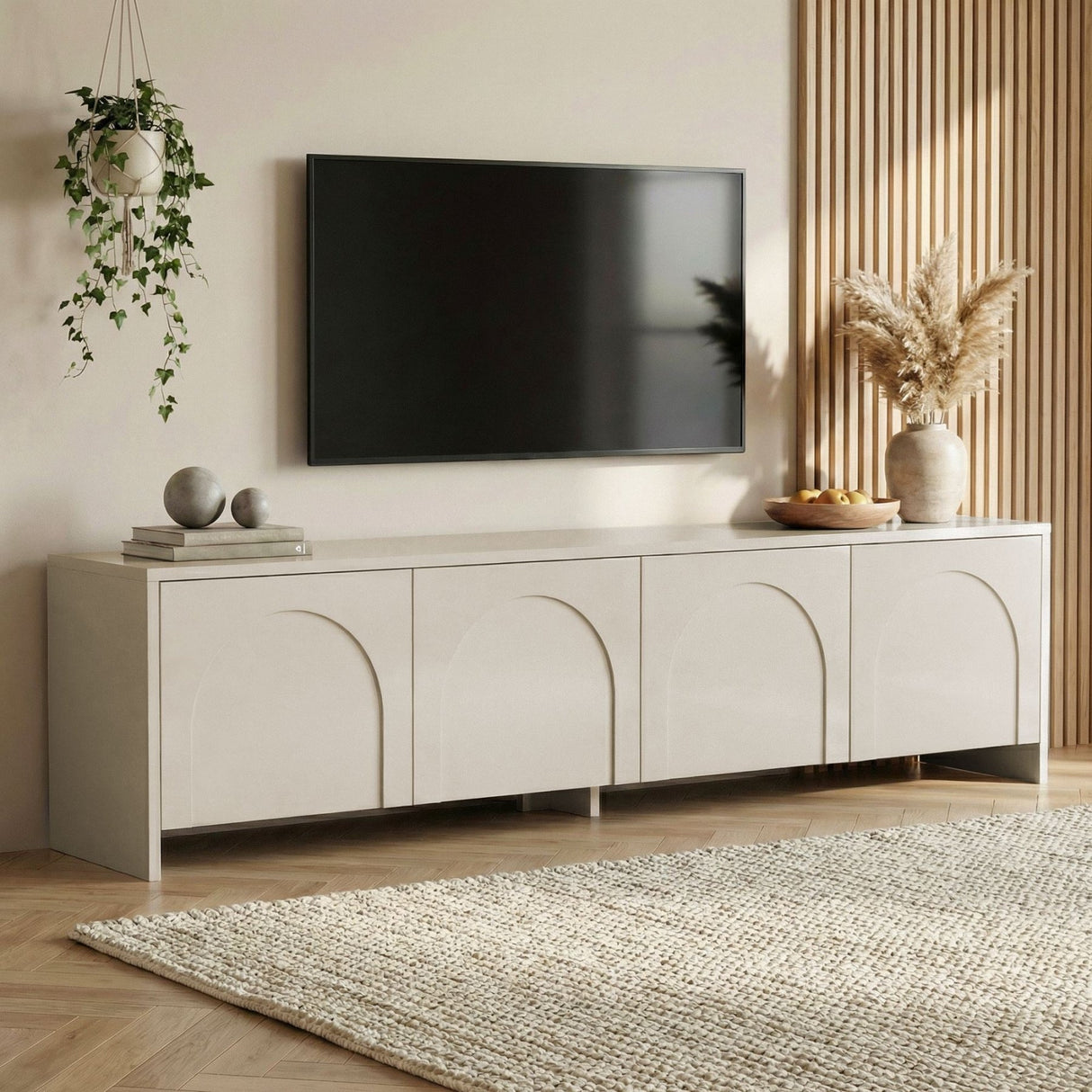 Aurelia TV-Schrank creme 180 cm Melaminbeschichtetes Holz