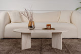 Salontafels - Ovale salontafel travertin melamine - Japandi - 119x60 cm - Sota - Dimehouse