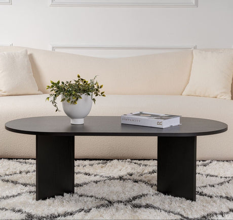 Ovaler Couchtisch Schwarz Holzoptik Sabla - 119x60 